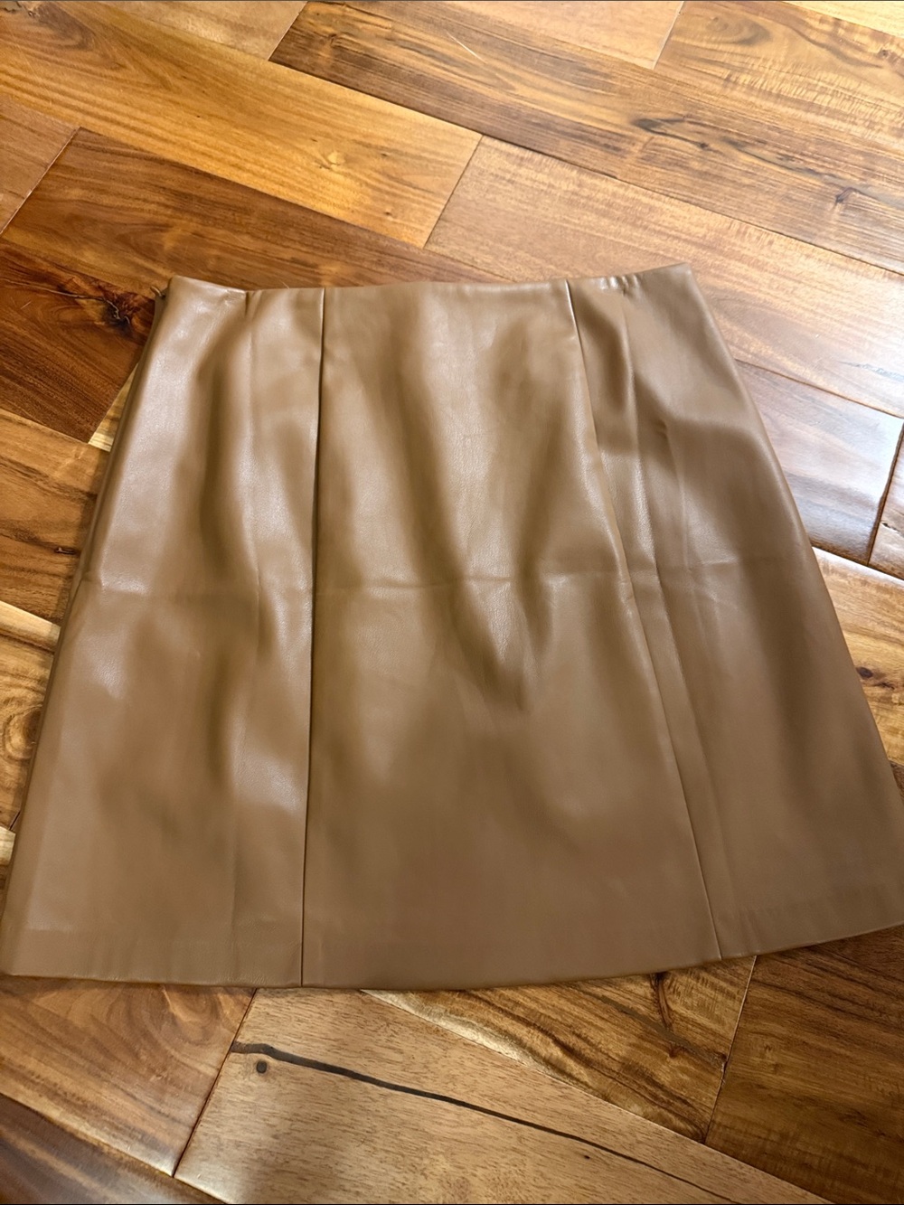 LOFT Tan Faux Leather Mini Skirt